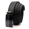 Pánsky čierny kožený opasok s lesklou automatickou prackou – šírka 3,5 cm Pánsky čierny kožený opasok s lesklou automatickou prackou – šírka 3,5 cm