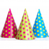 Párty čiapočky farebné s bodkami 6 ks 16 cm - PartyDeco Párty čiapočky farebné s bodkami 6 ks 16 cm - PartyDeco