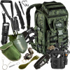Survivalový set: vojenský batoh 38L čierny s príslušenstvom Survivalový set: vojenský batoh 38L čierny s príslušenstvom