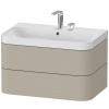DURAVIT Happy D.2 Plus c-shaped závesná skrinka s nábytkovým umývadlom s dvomi otvormi, 2 zásuvky, 775 x 490 x 480 mm, taupe matná lakovaná, HP4347E6060 DURAVIT Happy D.2 Plus c-shaped závesná skrinka s nábytkovým umývadlom s dvomi otvormi, 2 zásuvky, 775 x 490 x 480 mm, taupe matná lakovaná, HP4347E6060
