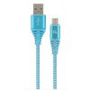 GEMBIRD prémiový nabíjecí a datový kabel Micro-USB, opletený bavlnou, 2 metry, modro-bílý GEMBIRD prémiový nabíjecí a datový kabel Micro-USB, opletený bavlnou, 2 metry, modro-bílý