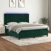 Box spring postel s matrací a LED tmavě zelená 180x200 cm samet Zelená 3136380 Box spring postel s matrací a LED tmavě zelená 180x200 cm samet Zelená 3136380