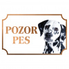 Dalmatínsky pes - Kovová tabuľka POZOR PES Dalmatínsky pes - Kovová tabuľka POZOR PES