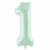 PartyDeco Fóliový balón narodeninové číslo 1 pastelovo-zelený 72 cm PartyDeco Fóliový balón narodeninové číslo 1 pastelovo-zelený 72 cm