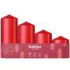 Sviečky Bolsius Pillar Advent, Vianoce, červené, 60/80/100/120x48 mm, bal. 4 ks Sviečky Bolsius Pillar Advent, Vianoce, červené, 60/80/100/120x48 mm, bal. 4 ks
