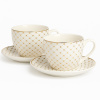 Livello Darčeková porcelánová sada na kávu – zlatá geometria, 2 šálky a tanieriky Livello Darčeková porcelánová sada na kávu – zlatá geometria, 2 šálky a tanieriky