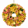 Jesenný veniec z drevených kvietkov žltý Ø30 cm Jesenný veniec z drevených kvietkov žltý Ø30 cm