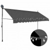 zahrada-XL Ručne zaťahovacia markíza s LED 350 cm, antracitová 145867 zahrada-XL Ručne zaťahovacia markíza s LED 350 cm, antracitová 145867