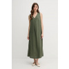 Ľanové šaty United Colors of Benetton 4AGHDV07C zelená XXS Ľanové šaty United Colors of Benetton 4AGHDV07C zelená XXS