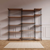 Majster Regál Kovový regál v industriálnom štýle DECO s 15 policami, 185x193x35 cm, Čierna/Prírodný dub Nebraska Majster Regál Kovový regál v industriálnom štýle DECO s 15 policami, 185x193x35 cm, Čierna/Prírodný dub Nebraska