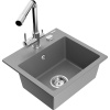 Mexen Milo granitový kuchynský drez s jednou komorou a kuchynskou batériou Duero, sivý - 6505-71-671600-00 Mexen Milo granitový kuchynský drez s jednou komorou a kuchynskou batériou Duero, sivý - 6505-71-671600-00
