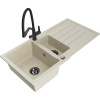 Mexen Andres granitový drez 1,5-komorový s odkvapkávačom a kuchynskou batériou Duo, béžový - 6515-69-671701-70-B Mexen Andres granitový drez 1,5-komorový s odkvapkávačom a kuchynskou batériou Duo, béžový - 6515-69-671701-70-B