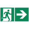 Značka Únikový východ vpravo, ISO 7010, plast, LN, 300 x 150 mm, 10 ks Značka Únikový východ vpravo, ISO 7010, plast, LN, 300 x 150 mm, 10 ks