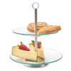Sklenený podnos na koláče – 2-poschodová etažérka 20/25 cm s kovovou rúčkou Sklenený podnos na koláče – 2-poschodová etažérka 20/25 cm s kovovou rúčkou