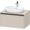 DURAVIT Ketho 2 závesná skrinka pod umývadlo na dosku, 1 zásuvka, 800 x 550 x 459 mm, taupe super matná, K24885083830000 DURAVIT Ketho 2 závesná skrinka pod umývadlo na dosku, 1 zásuvka, 800 x 550 x 459 mm, taupe super matná, K24885083830000