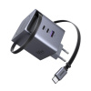 UGREEN síťová rychlonabíječka se zatahovacím kabelem 100W 3-Port, 2x USB-C, 1x USB-A, GaN, stříbrná 65828 UGREEN síťová rychlonabíječka se zatahovacím kabelem 100W 3-Port, 2x USB-C, 1x USB-A, GaN, stříbrná 65828