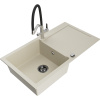 Mexen Leo žulový drez s odkvapkávačom a kuchynskou batériou Duo, béžový - 6501-69-671701-07-B Mexen Leo žulový drez s odkvapkávačom a kuchynskou batériou Duo, béžový - 6501-69-671701-07-B