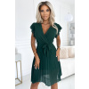 424-6 Chiffon pleated dress with a neckline and frills - green čierna One size numoco basic 5903938281327 424-6 Chiffon pleated dress with a neckline and frills - green čierna One size numoco basic 5903938281327