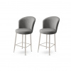 Bar Stool Set (2 Pieces) Fora - Grey, Chrome Bar Stool Set (2 Pieces) Fora - Grey, Chrome