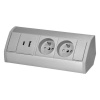 Povrchová zásuvka ORNO OR-GM-9039/G, rohové pouzdro, 2x 230V, 2x USB (A+C type; 2.4A), barva šedá-stříbrná Povrchová zásuvka ORNO OR-GM-9039/G, rohové pouzdro, 2x 230V, 2x USB (A+C type; 2.4A), barva šedá-stříbrná