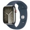 Apple Watch Series 9 Cellular 45mm Stříbrná ocel s bouřkově modrým sportovním řemínkem S/M