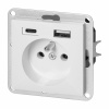 Orno Jednoduchá zásuvka 2P+E s USB nabíjačkou A+C Pearl, 16A, 250V, PT-16P/USB, biela Orno Jednoduchá zásuvka 2P+E s USB nabíjačkou A+C Pearl, 16A, 250V, PT-16P/USB, biela