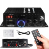 Čierny audio zosilňovač Bluetooth 5.0, 2-kanálový, s FM tunerom a diaľkovým ovládaním Čierny audio zosilňovač Bluetooth 5.0, 2-kanálový, s FM tunerom a diaľkovým ovládaním