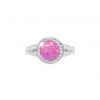 Strieborný prsteň s okrúhlym růžovým opálom a kryštálmi Swarovski Light Fuchsia veľký Strieborný prsteň s okrúhlym růžovým opálom a kryštálmi Swarovski Light Fuchsia veľký