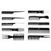 Sada 10 čiernych kaderníckych hrebeňov Ponik's antistatických Sada 10 čiernych kaderníckych hrebeňov Ponik's antistatických