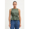 United Colors of Benetton top dámsky ľanový 5BMLDQ0DZ zelená S United Colors of Benetton top dámsky ľanový 5BMLDQ0DZ zelená S