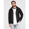 Ombre Men's jacket with hood and high collar - black čierna | biela | šedá S Ombre 5907064509102 Ombre Men's jacket with hood and high collar - black čierna | biela | šedá S Ombre 5907064509102