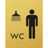 Štítok na dvere zlat.mat. 7x9cm Picto / WC + SPRCHY muži Zlatá matná Štítok na dvere zlat.mat. 7x9cm Picto / WC + SPRCHY muži Zlatá matná