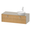 DURAVIT White Tulip závesná skrinka pod umývadlo na dosku vpravo, 1 zásuvka, 1300 x 550 x 408 mm, dub prírodný masív/taupe matná, WT4982RH560 DURAVIT White Tulip závesná skrinka pod umývadlo na dosku vpravo, 1 zásuvka, 1300 x 550 x 408 mm, dub prírodný masív/taupe matná, WT4982RH560