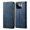 Peňaženkové kožené puzdro Denim Texture na Xiaomi 15 - Modrá Peňaženkové kožené puzdro Denim Texture na Xiaomi 15 - Modrá