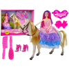 LEAN TOYS Bábika princezná s bielymi figúrkami poníkov a doplnkami LEAN TOYS Bábika princezná s bielymi figúrkami poníkov a doplnkami