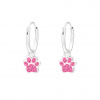 Detské strieborné náušnice Krúžky Labky ružový krištáľ Detské strieborné náušnice Krúžky Labky ružový krištáľ