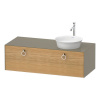 DURAVIT White Tulip závesná skrinka pod umývadlo na dosku vpravo, 1 zásuvka, 1300 x 550 x 408 mm, dub prírodný masív/kameňovo šedá vysoký lesk, WT4982RH5H2 DURAVIT White Tulip závesná skrinka pod umývadlo na dosku vpravo, 1 zásuvka, 1300 x 550 x 408 mm, dub prírodný masív/kameňovo šedá vysoký lesk, WT4982RH5H2