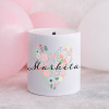 Domovi Biela keramická pokladnička s menom a farebným kvetinovým srdiečkom 9cm Domovi Biela keramická pokladnička s menom a farebným kvetinovým srdiečkom 9cm