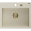 Mexen Oscar granitový kuchynský drez s 1 komorou 580 x 490 mm, béžový, sifón zlatý - 6519581000-69-G Mexen Oscar granitový kuchynský drez s 1 komorou 580 x 490 mm, béžový, sifón zlatý - 6519581000-69-G