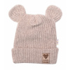 Baby Nellys Pletená bavlněná čiapka s uškami dvojvrstvová béžová Baby Nellys Pletená bavlněná čiapka s uškami dvojvrstvová béžová