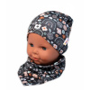 Baby Nellys Dvojvrstvová čiapka s uškami + šatka Palouček, grafit, vel. 92/98 Baby Nellys Dvojvrstvová čiapka s uškami + šatka Palouček, grafit, vel. 92/98