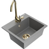 Mexen Milo žulový drez s 1 komorou a kuchynskou batériou Telma, sivý - 6505-71-670200-50 Mexen Milo žulový drez s 1 komorou a kuchynskou batériou Telma, sivý - 6505-71-670200-50