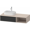 DURAVIT Zencha závesná skrinka pod umývadlo na dosku (umývadlo vľavo), 1 zásuvka + 1 otvorená priehradka, 1300 x 550 x 281 mm, dub čierny/taupe super matná, ZE4818016830000 DURAVIT Zencha závesná skrinka pod umývadlo na dosku (umývadlo vľavo), 1 zásuvka + 1 otvorená priehradka, 1300 x 550 x 281 mm, dub čierny/taupe super matná, ZE4818016830000