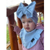 Detská čiapka / Turban s Mašľou, POINTELLE SKY BLUE Detská čiapka / Turban s Mašľou, POINTELLE SKY BLUE