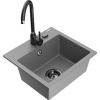 Mexen Milo drez z granitu 1-komorový s kuchynskou batériou Telma, sivý - 6505-71-670200-70-B Mexen Milo drez z granitu 1-komorový s kuchynskou batériou Telma, sivý - 6505-71-670200-70-B