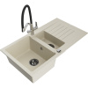 Mexen Matias granitový drez 1,5-komorový s odkvapkávačom a kuchynskou batériou Duo, béžový - 6502-69-671701-07-B Mexen Matias granitový drez 1,5-komorový s odkvapkávačom a kuchynskou batériou Duo, béžový - 6502-69-671701-07-B