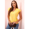 Legínovo Dámska bavlnená blúzka s výstrihom do V a s potlačou lastovičiek biela Farba: Žltá, Veľkosť: UNI Legínovo Dámska bavlnená blúzka s výstrihom do V a s potlačou lastovičiek biela Farba: Žltá, Veľkosť: UNI