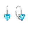 Strieborné náušnice visiace so zirkónmi modré srdiečko 11409.3 aqua Strieborné náušnice visiace so zirkónmi modré srdiečko 11409.3 aqua