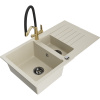 Mexen Matias granitový drez 1,5-komorový s odkvapkávačom a kuchynskou batériou Duo, béžový - 6502-69-671701-57-B Mexen Matias granitový drez 1,5-komorový s odkvapkávačom a kuchynskou batériou Duo, béžový - 6502-69-671701-57-B