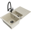 Mexen Matias granitový drez 1,5-komorový s odkvapkávačom a kuchynskou batériou Duo, béžový - 6502-69-671701-70-B Mexen Matias granitový drez 1,5-komorový s odkvapkávačom a kuchynskou batériou Duo, béžový - 6502-69-671701-70-B